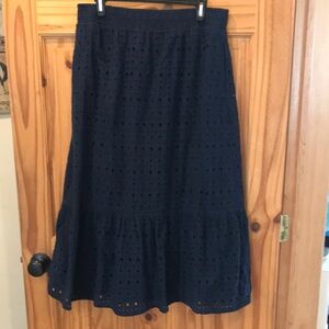 Elegant Navy Blue Eyelet maxi Skirt size medium